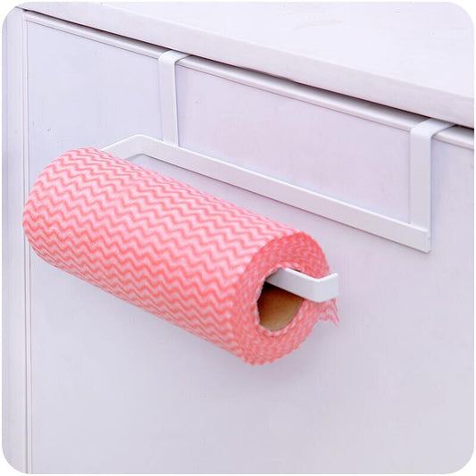 Wrought iron kitchen paper towel rack hanging bathroom roll paper holder kitchen cabinet door hook storage organizer WF812328