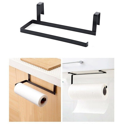 Wrought iron kitchen paper towel rack hanging bathroom roll paper holder kitchen cabinet door hook storage organizer WF812328